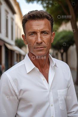 户外街道中年男人肖像
