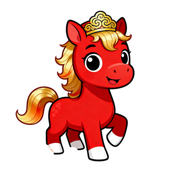 可爱卡通马头像插画素材