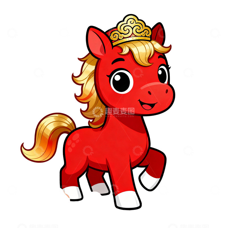 高清大图下载【趣麦麦图】可爱卡通马头像插画素材