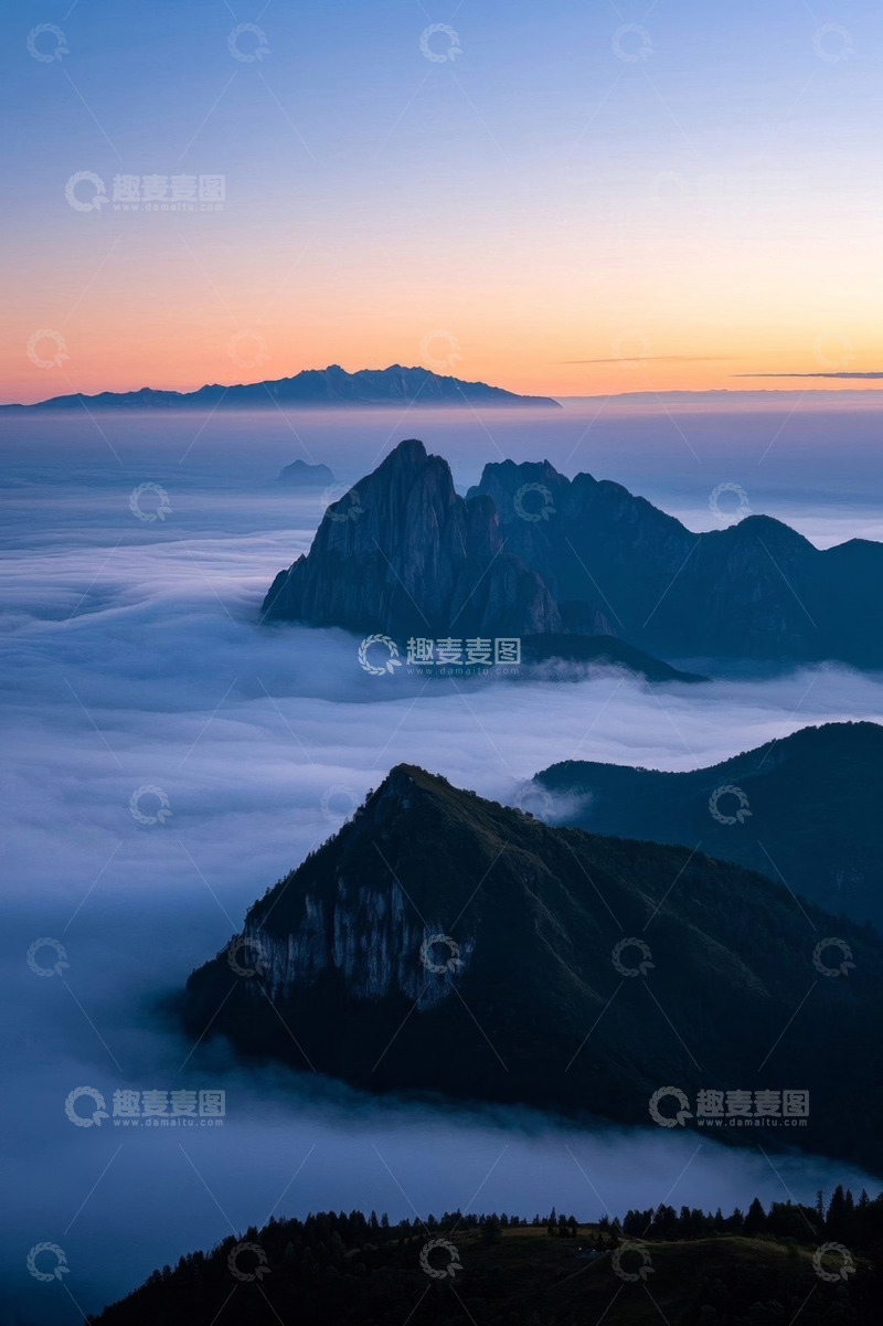 高清大图下载【趣麦麦图】山间云海日出自然风光