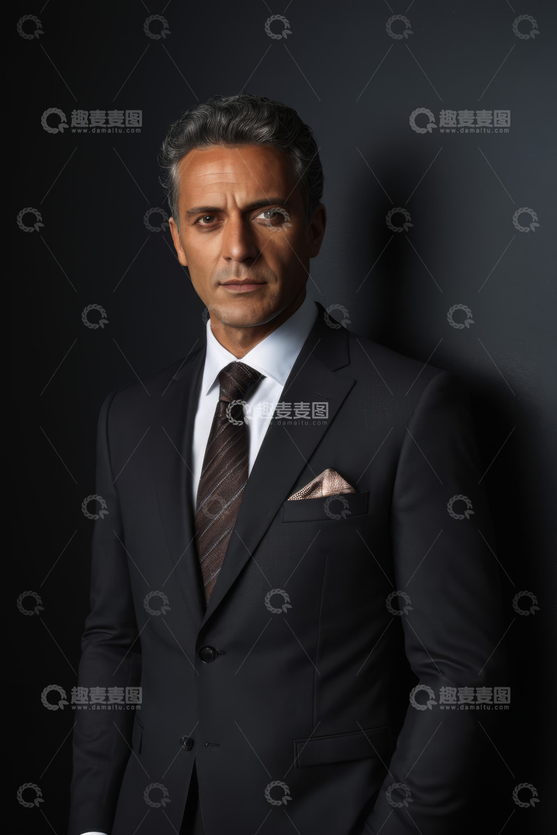 高清大图下载【趣麦麦图】西装男士深色背景半身肖像