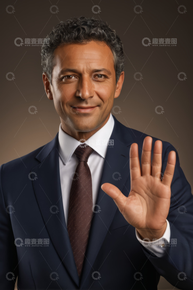 高清大图下载【趣麦麦图】西装男士挥手示意