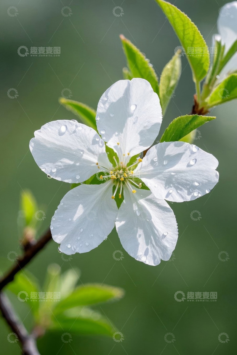 高清大图下载【趣麦麦图】带水珠的白色花卉特写