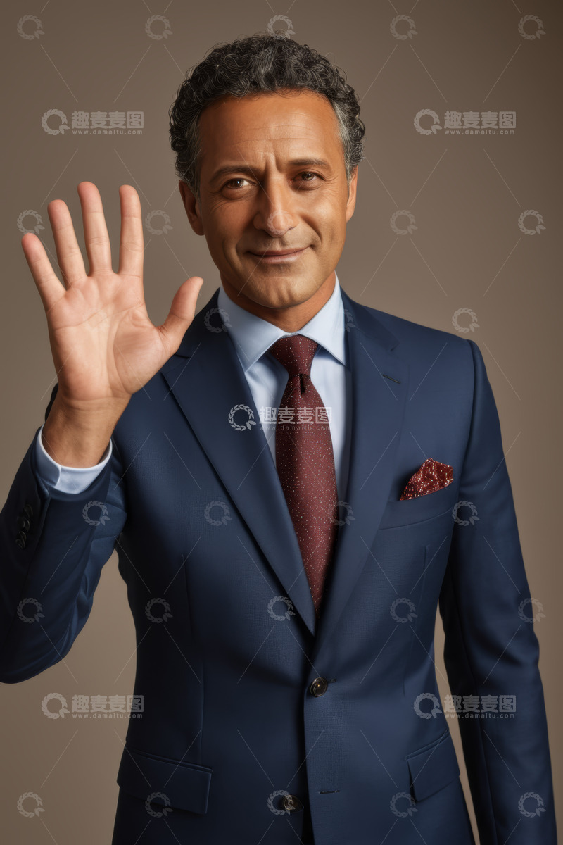 高清大图下载【趣麦麦图】西装男士挥手示意