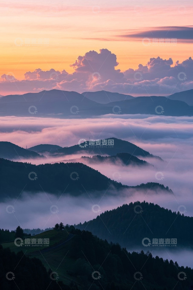 高清大图下载【趣麦麦图】山间云海日出风光