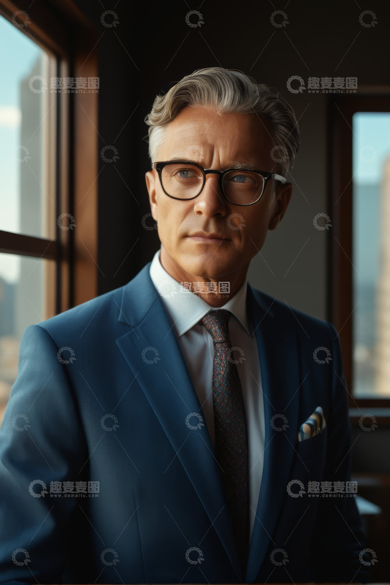 高清大图下载【趣麦麦图】穿西装戴眼镜的商务男士