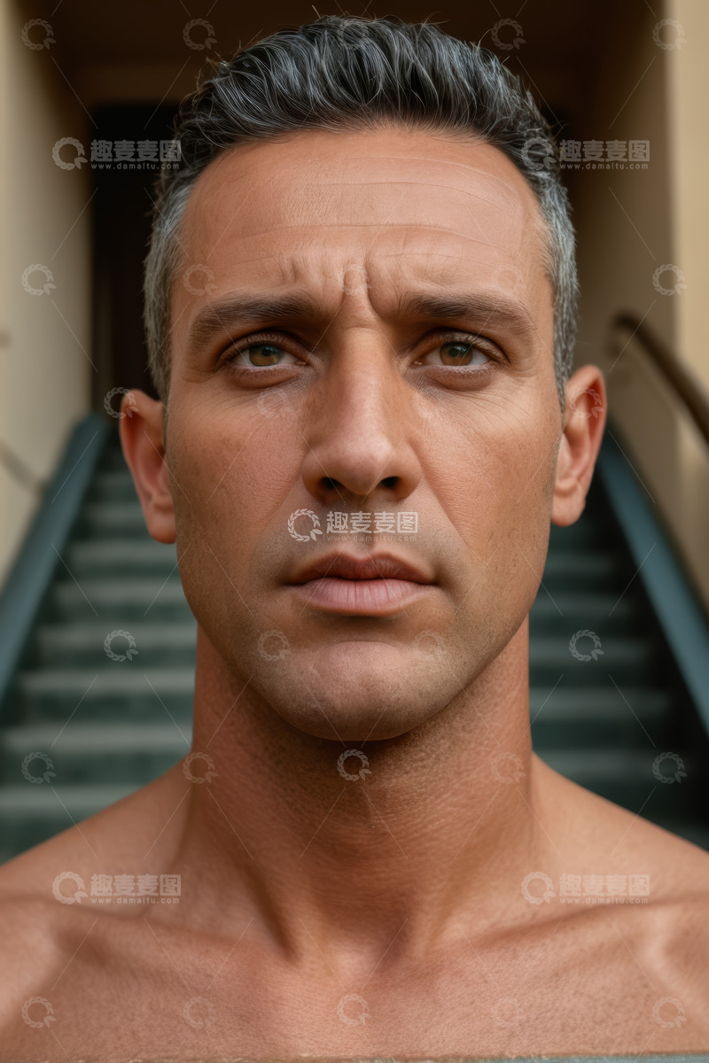 高清大图下载【趣麦麦图】赤裸上身男人面部特写