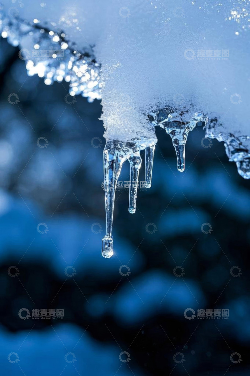 高清大图下载【趣麦麦图】冰柱雪景特写