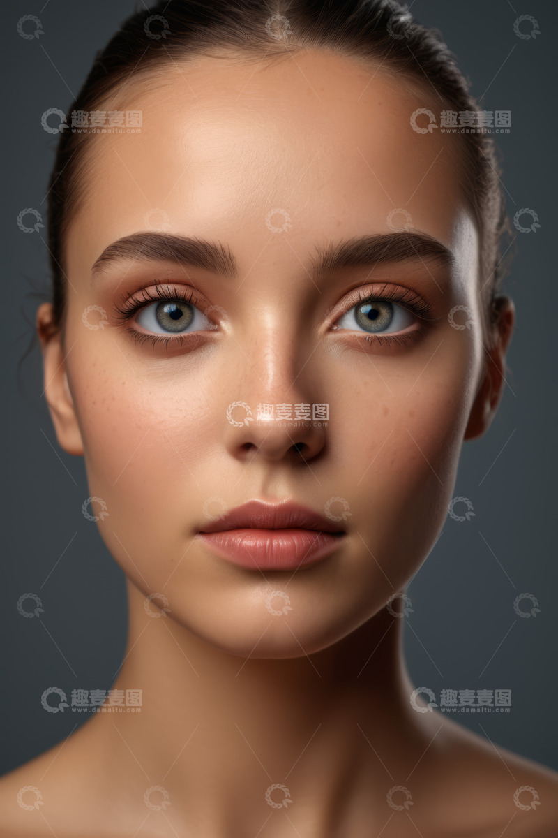 高清大图下载【趣麦麦图】年轻女性面部特写肖像