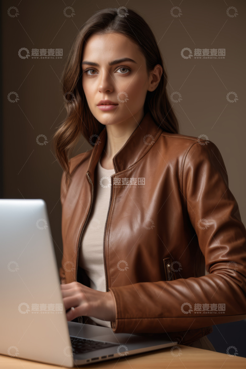 高清大图下载【趣麦麦图】女性专注使用笔记本电脑