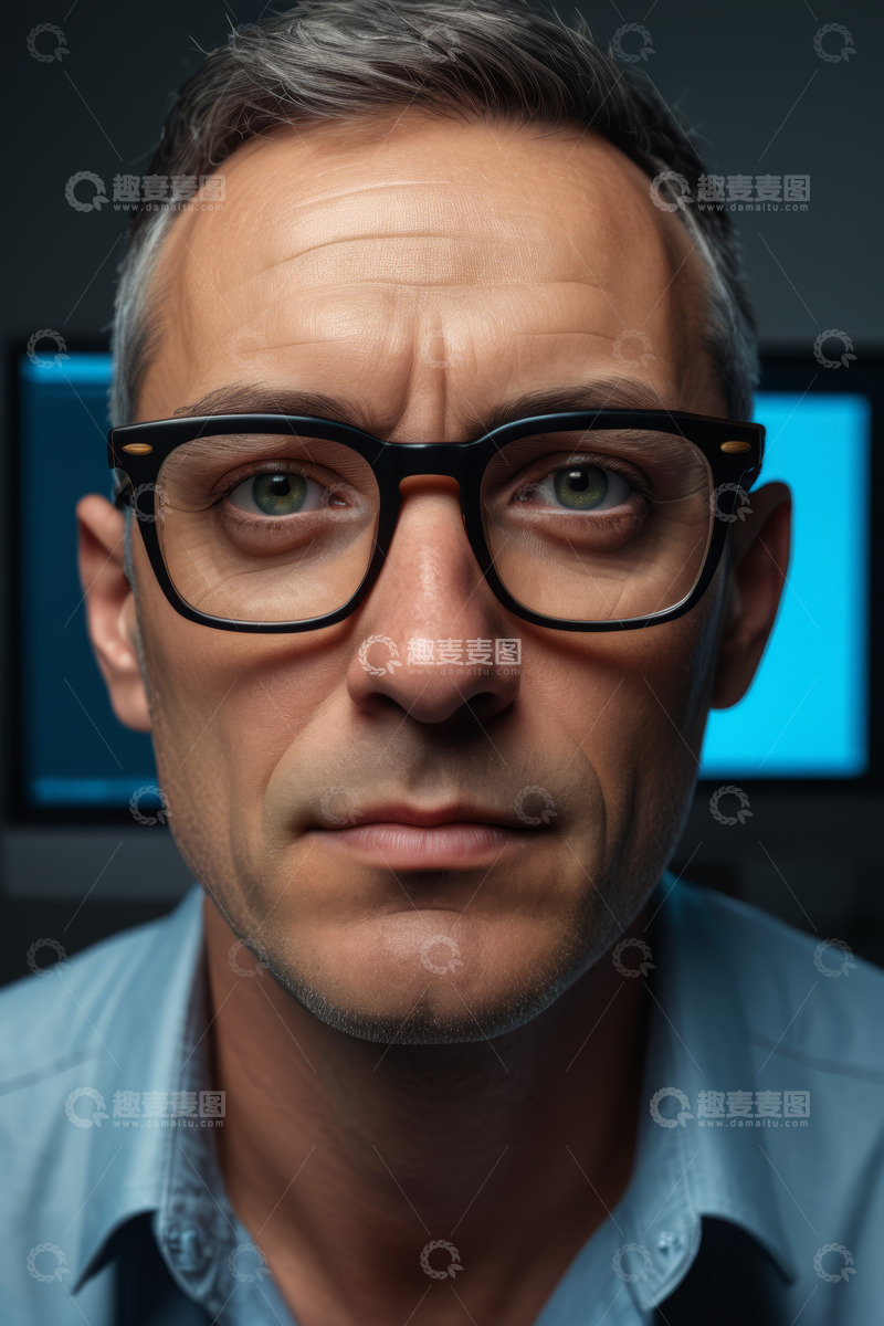 高清大图下载【趣麦麦图】戴眼镜男士特写