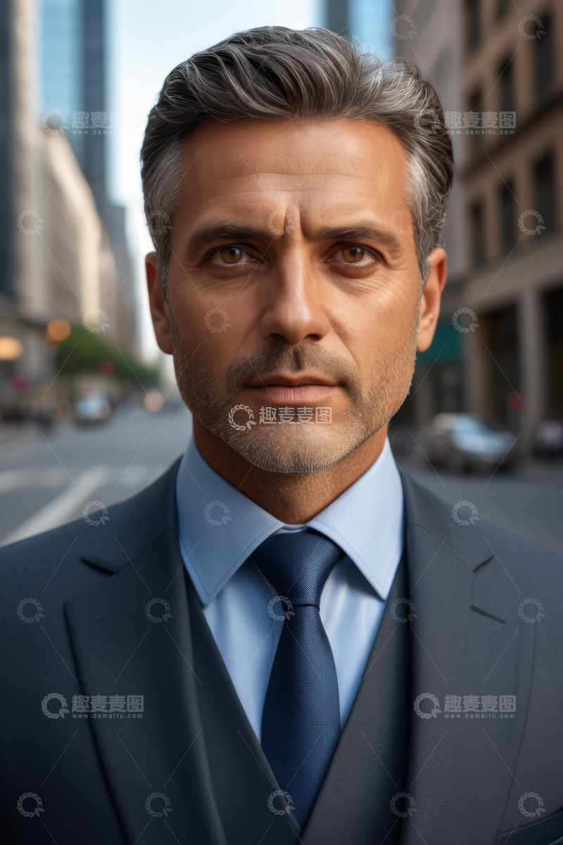高清大图下载【趣麦麦图】城市街道前的商务男士肖像