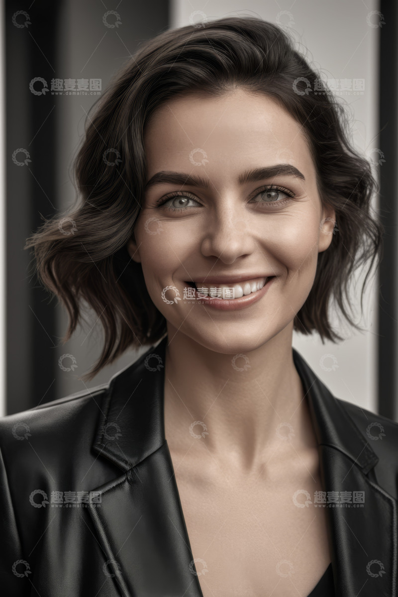 高清大图下载【趣麦麦图】微笑女性半身肖像