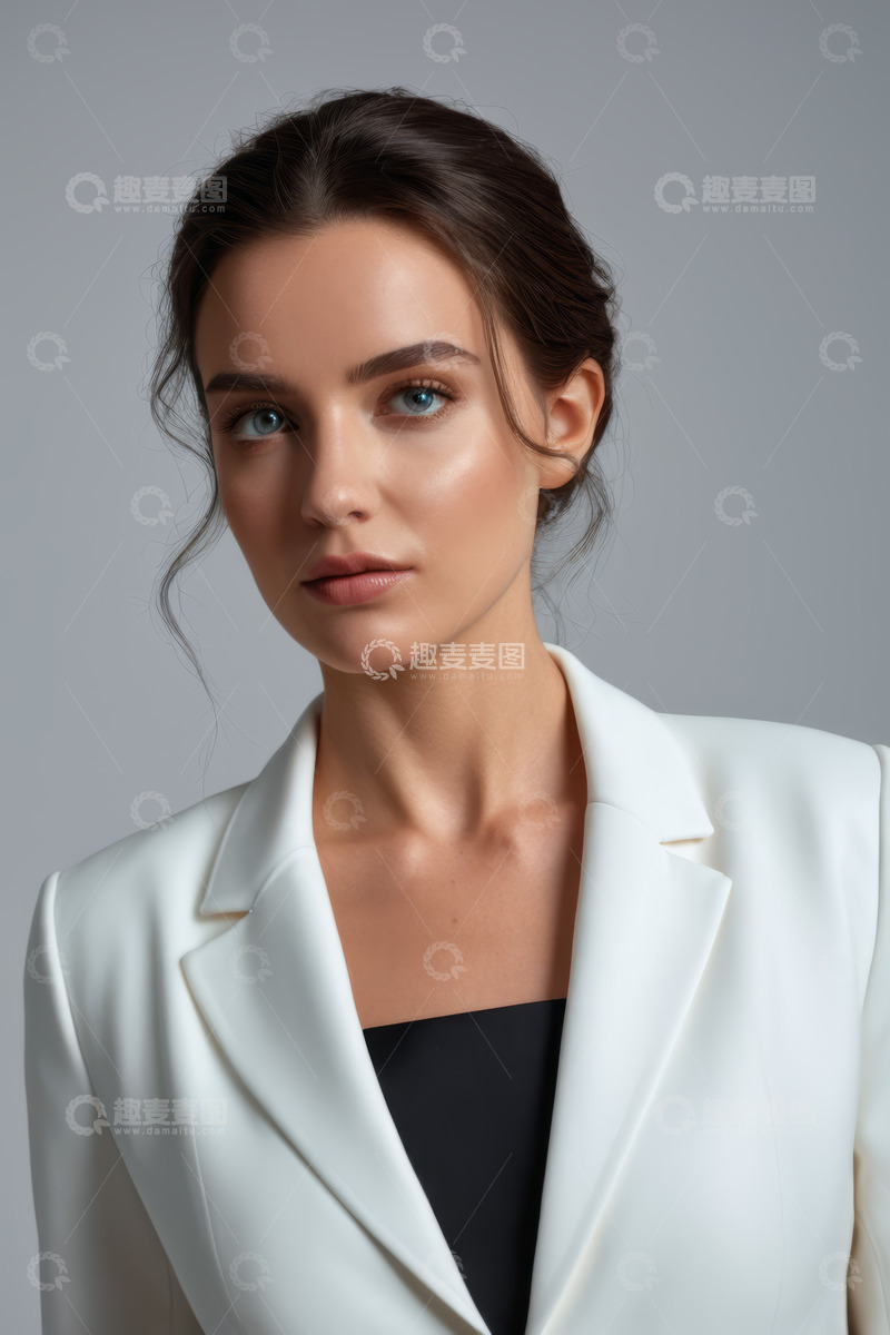 高清大图下载【趣麦麦图】穿白色西装的女性肖像