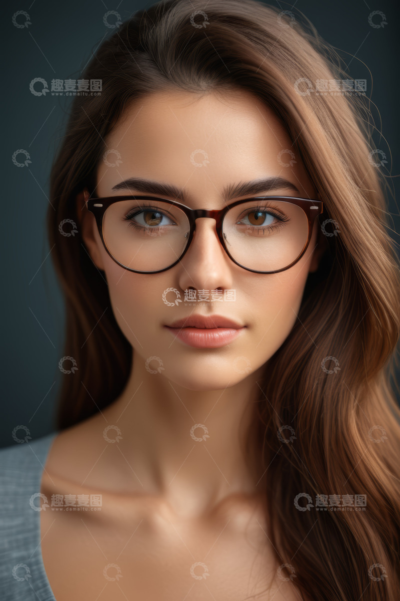 高清大图下载【趣麦麦图】戴眼镜女性的人物肖像