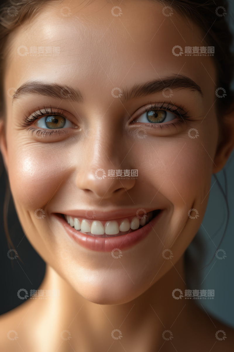 高清大图下载【趣麦麦图】微笑女人面部特写肖像