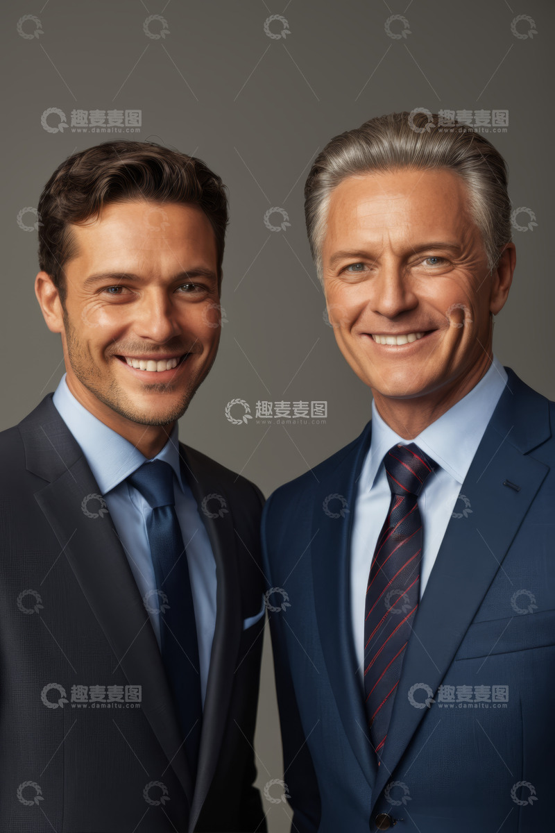 高清大图下载【趣麦麦图】两位西装男士微笑合影