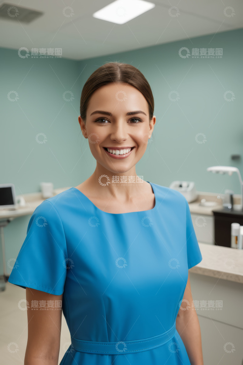 高清大图下载【趣麦麦图】诊所中微笑的女性医护人员