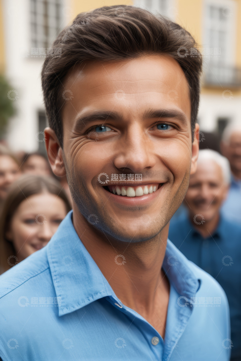 高清大图下载【趣麦麦图】微笑男人户外近景肖像