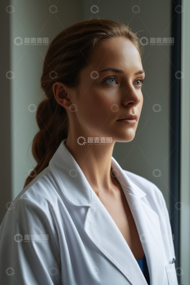 高清大图下载【趣麦麦图】穿白大褂女性的正面肖像