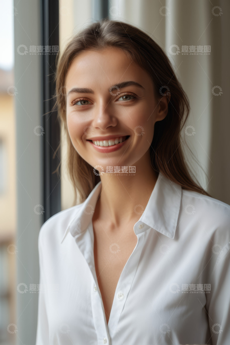 高清大图下载【趣麦麦图】微笑女性半身肖像