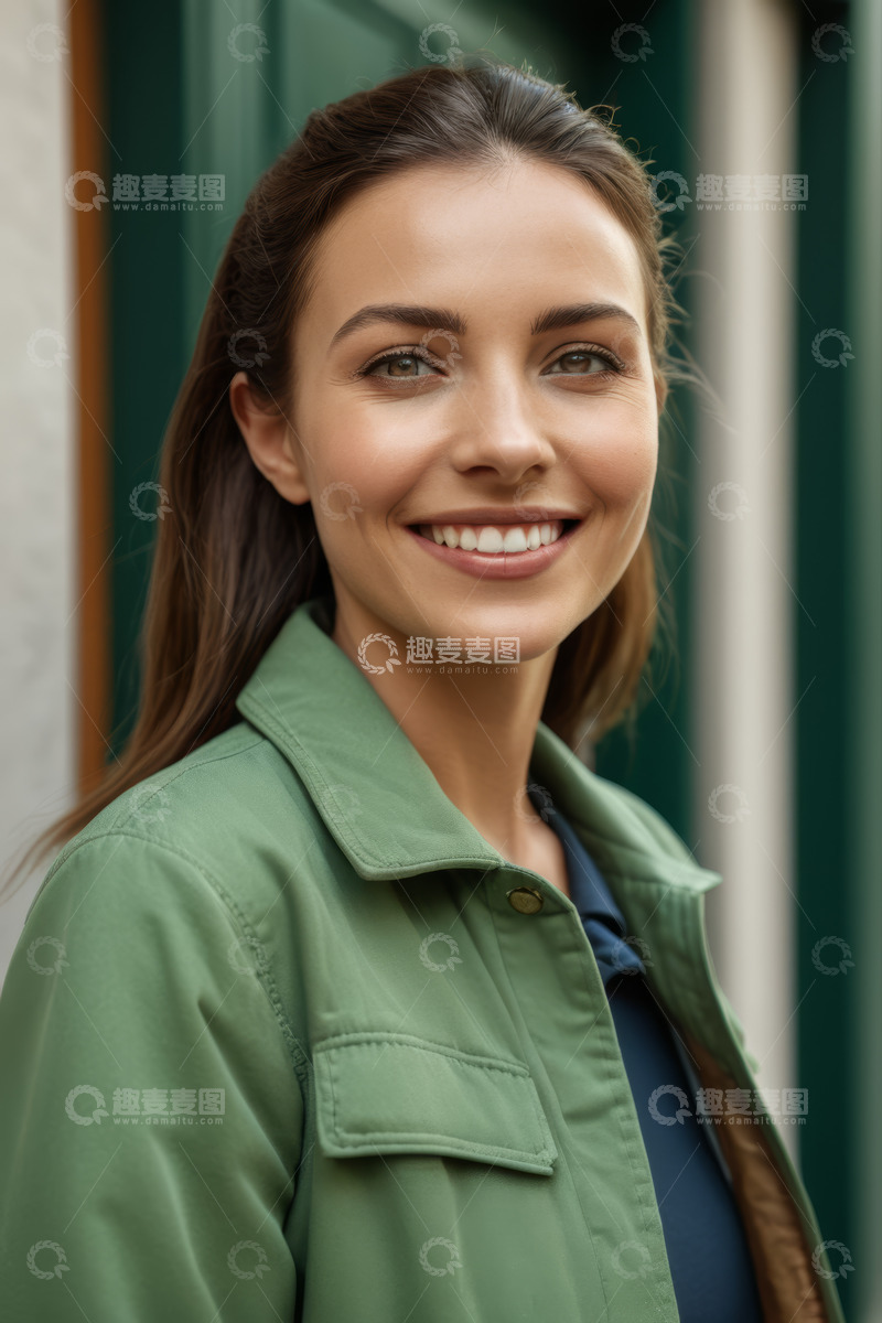 高清大图下载【趣麦麦图】微笑女子户外半身肖像