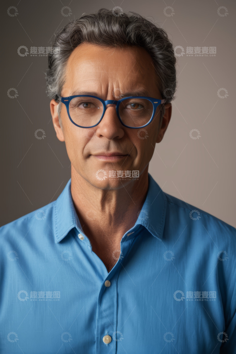 高清大图下载【趣麦麦图】戴眼镜男士半身肖像照