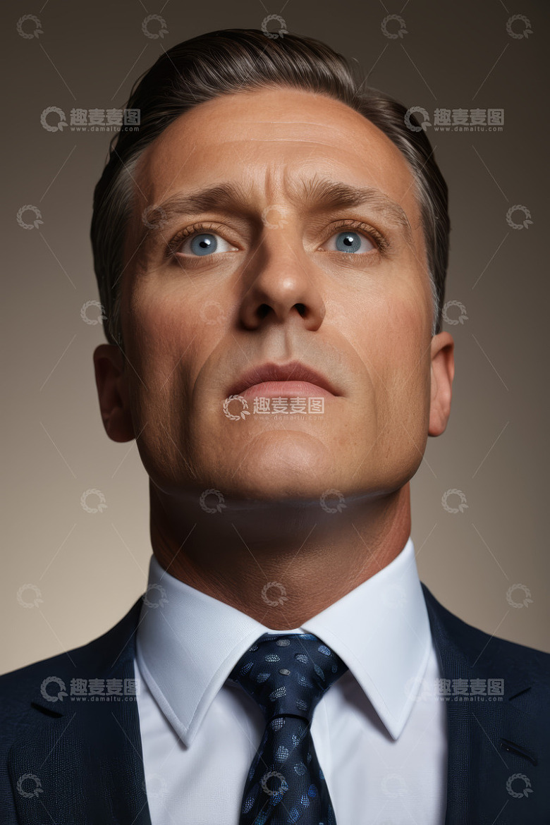 西装男士仰视特写