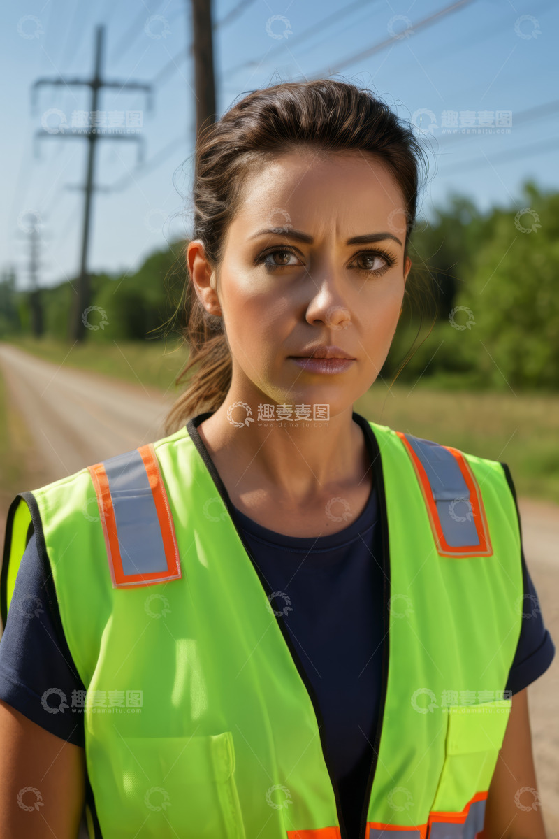 高清大图下载【趣麦麦图】穿反光背心的女性户外形象