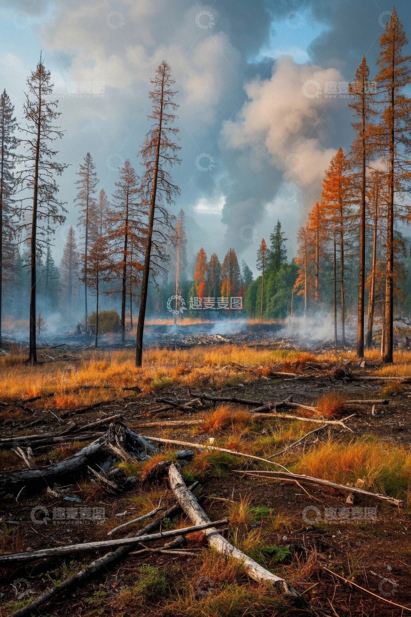 高清大图下载【趣麦麦图】森林过火后的自然景观