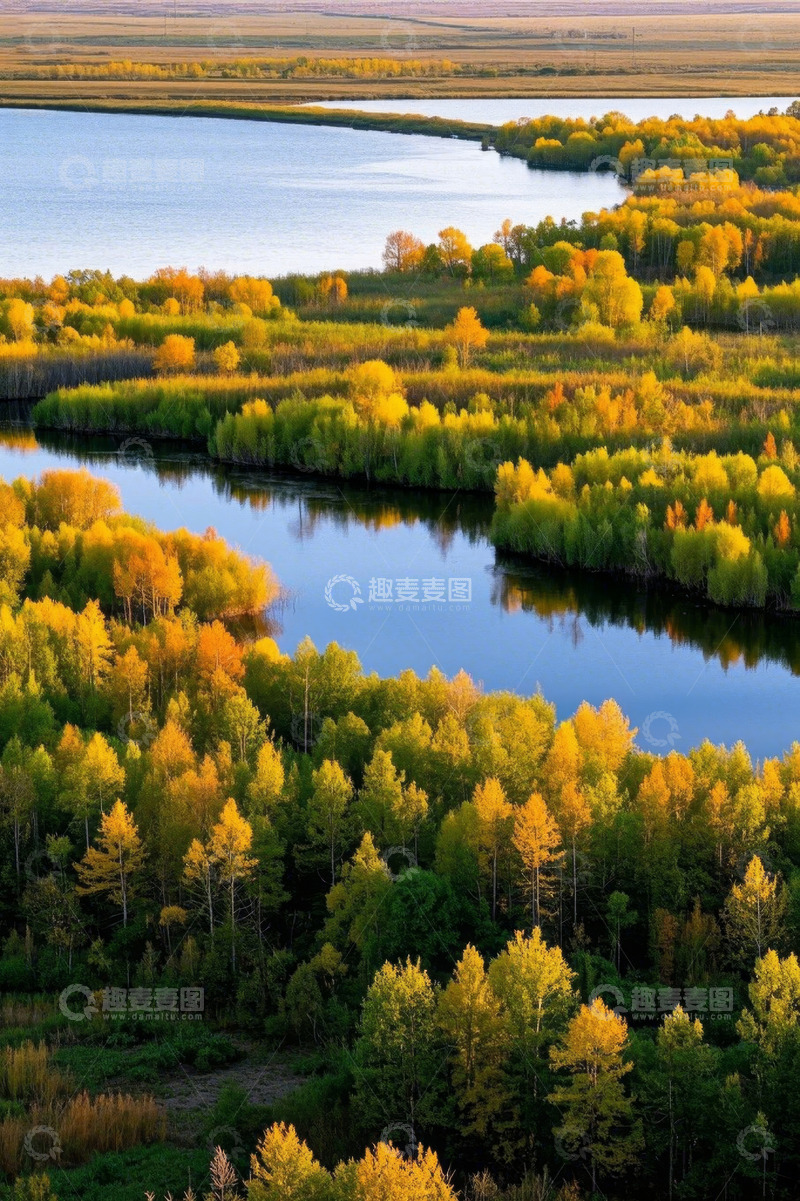 高清大图下载【趣麦麦图】秋季森林湖泊自然景观