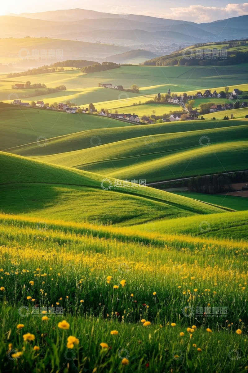 高清大图下载【趣麦麦图】田园乡村绿色山丘风光