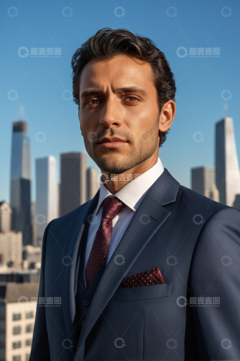 高清大图下载【趣麦麦图】身着西装的男士与城市背景