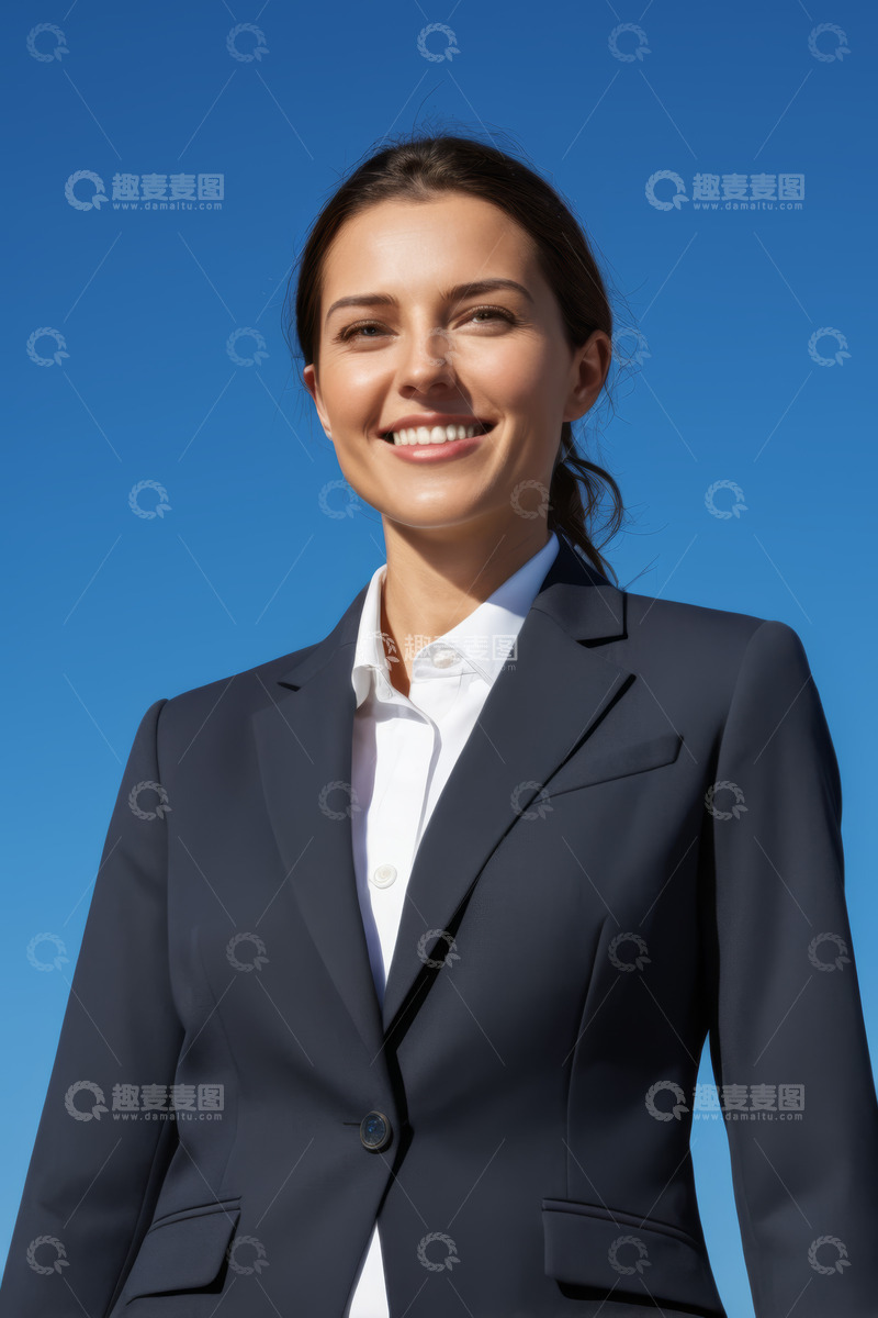 高清大图下载【趣麦麦图】身着西装微笑的职业女性