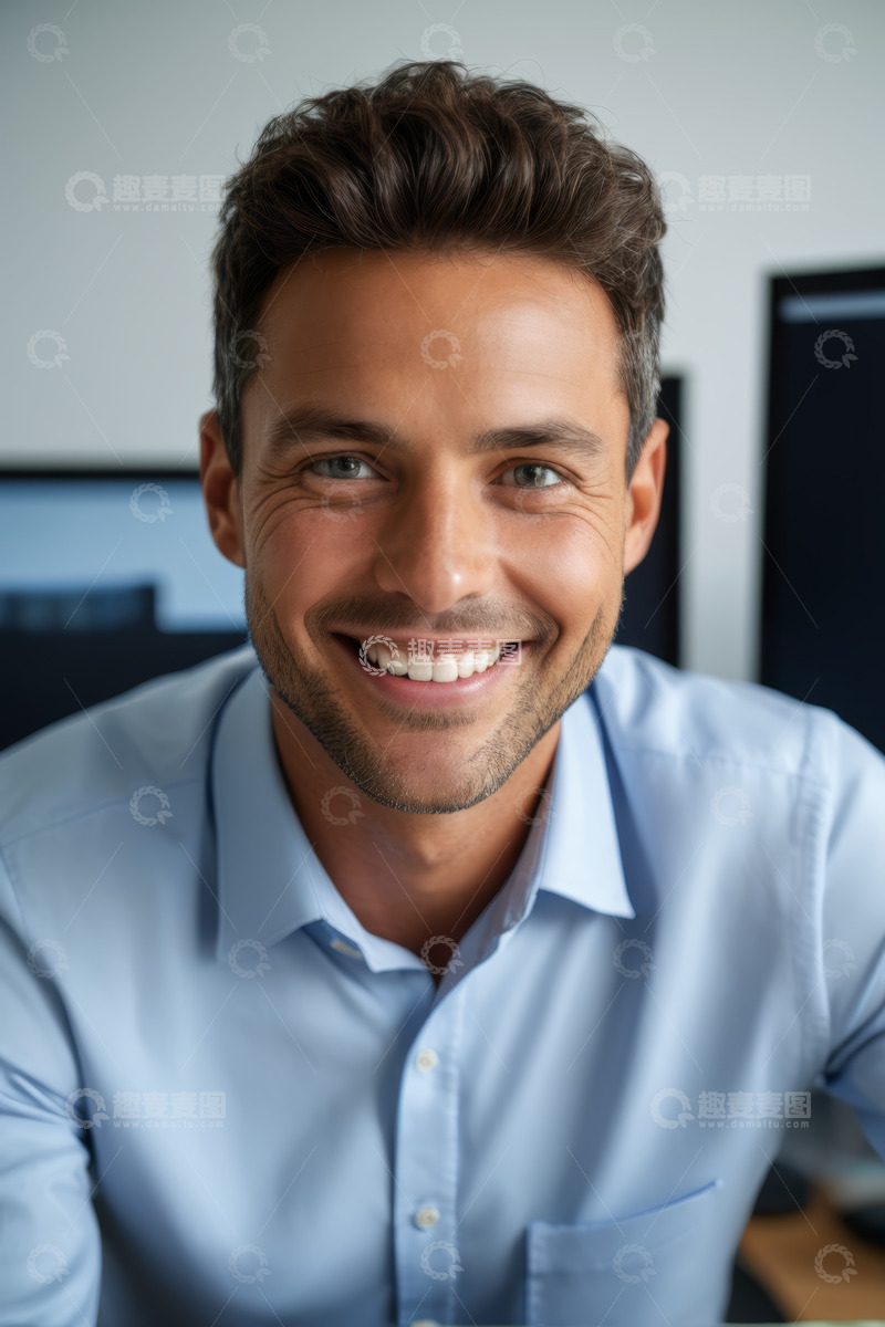 高清大图下载【趣麦麦图】微笑男士办公场景