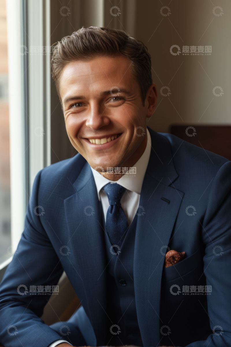 高清大图下载【趣麦麦图】西装男士微笑近景