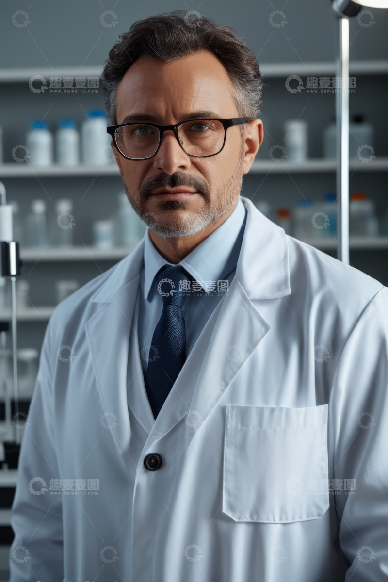 高清大图下载【趣麦麦图】男医生着白大褂严肃肖像