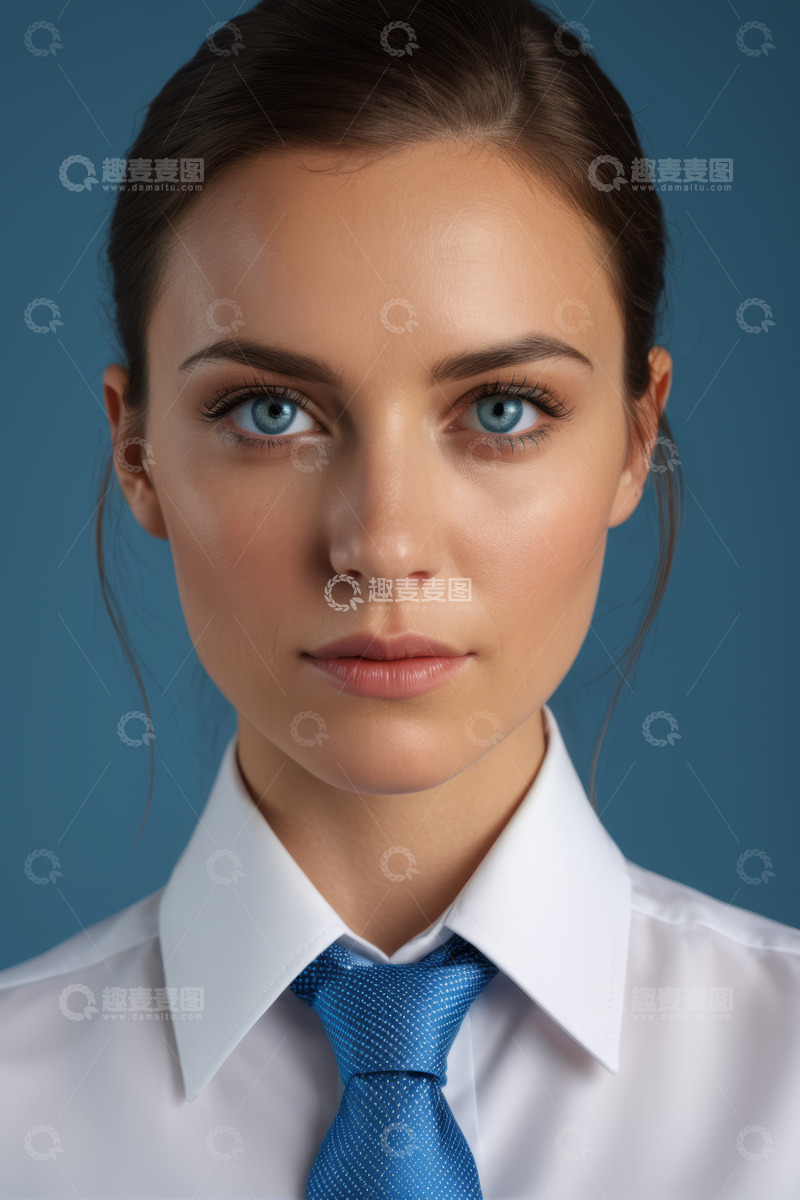 高清大图下载【趣麦麦图】穿衬衫打领带的女性肖像