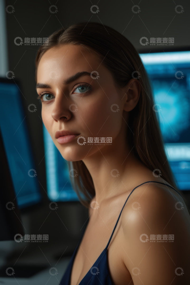 高清大图下载【趣麦麦图】办公室中年轻女性肖像