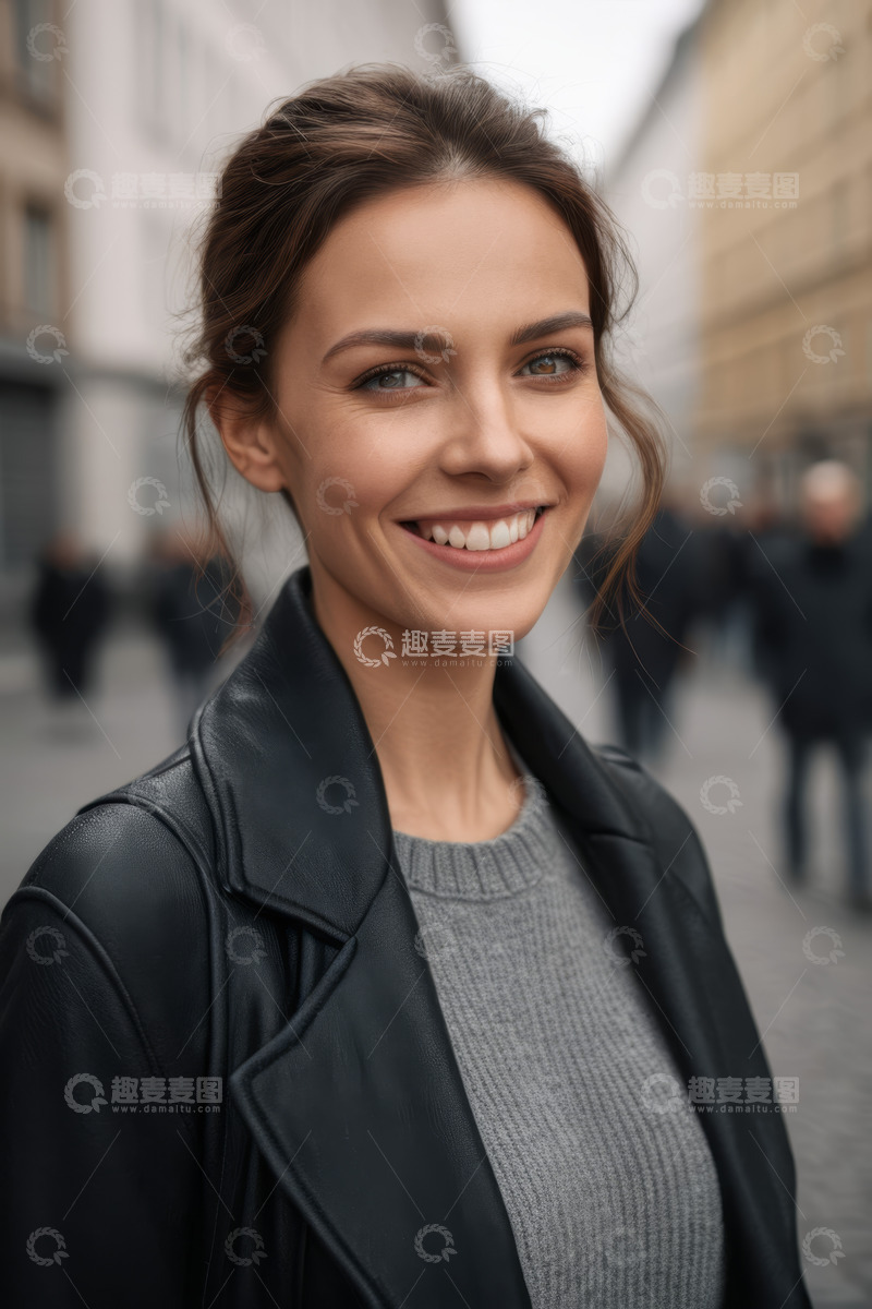 高清大图下载【趣麦麦图】户外微笑女子特写