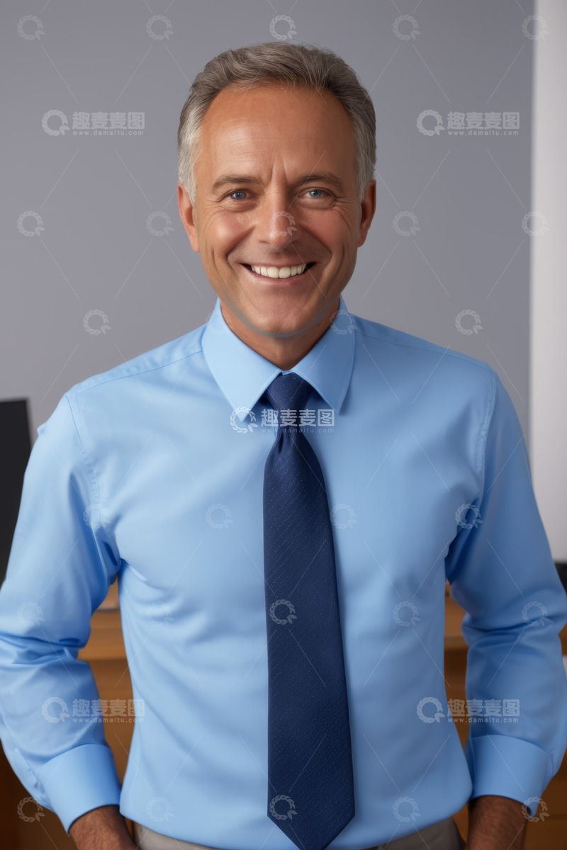 高清大图下载【趣麦麦图】穿衬衫打领带微笑的商务男士