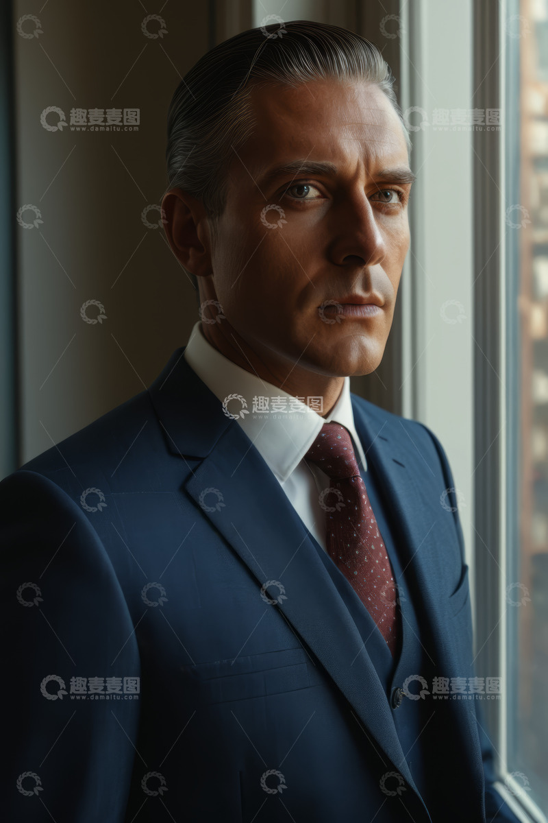 高清大图下载【趣麦麦图】窗边西装商务男士肖像