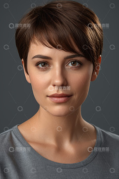 短发女性面部特写