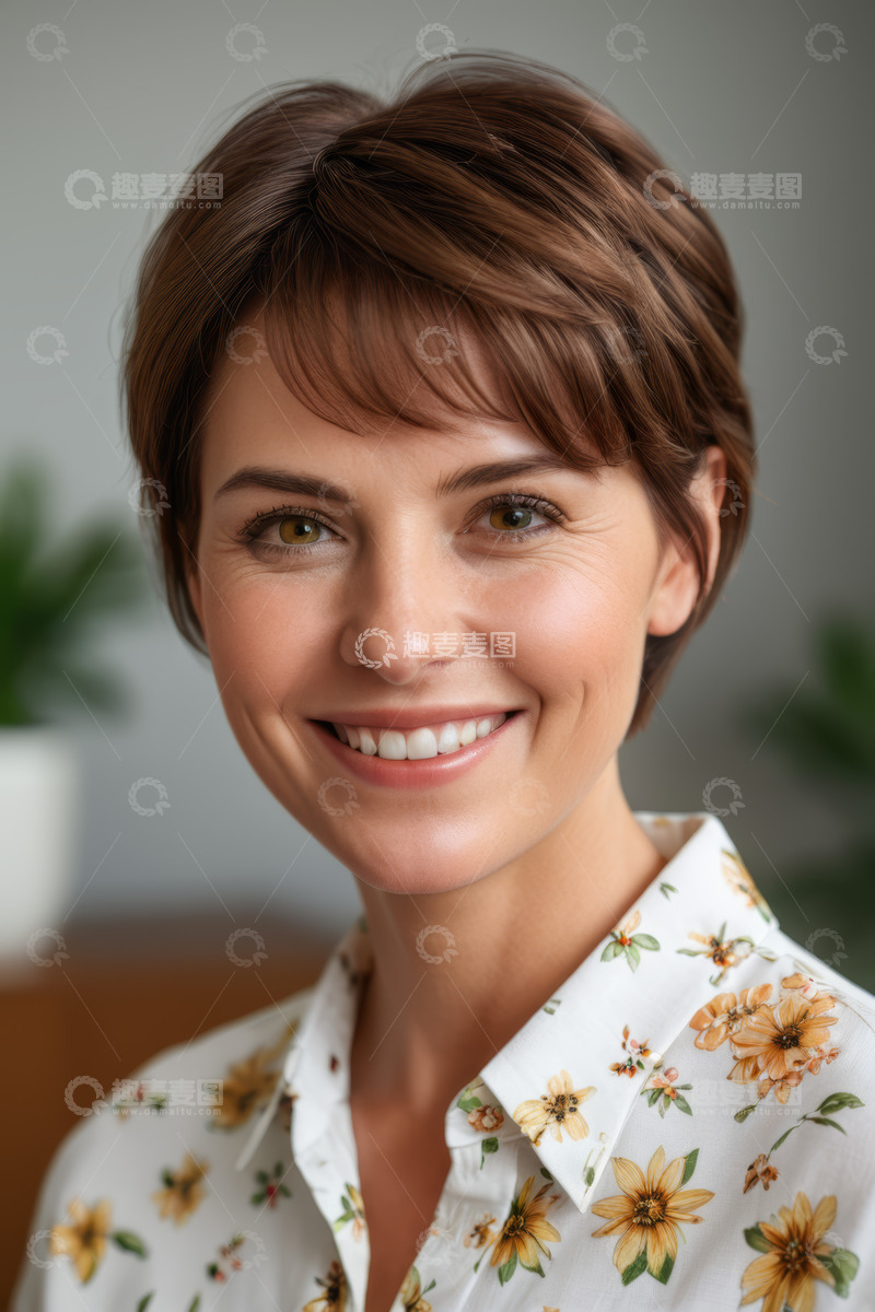 高清大图下载【趣麦麦图】微笑女性半身特写素材