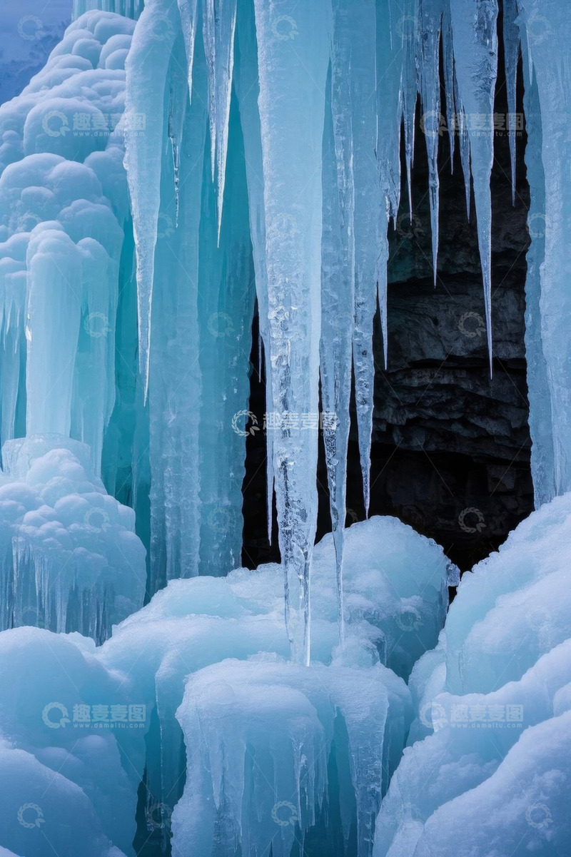 高清大图下载【趣麦麦图】自然景观冰柱冰瀑特写