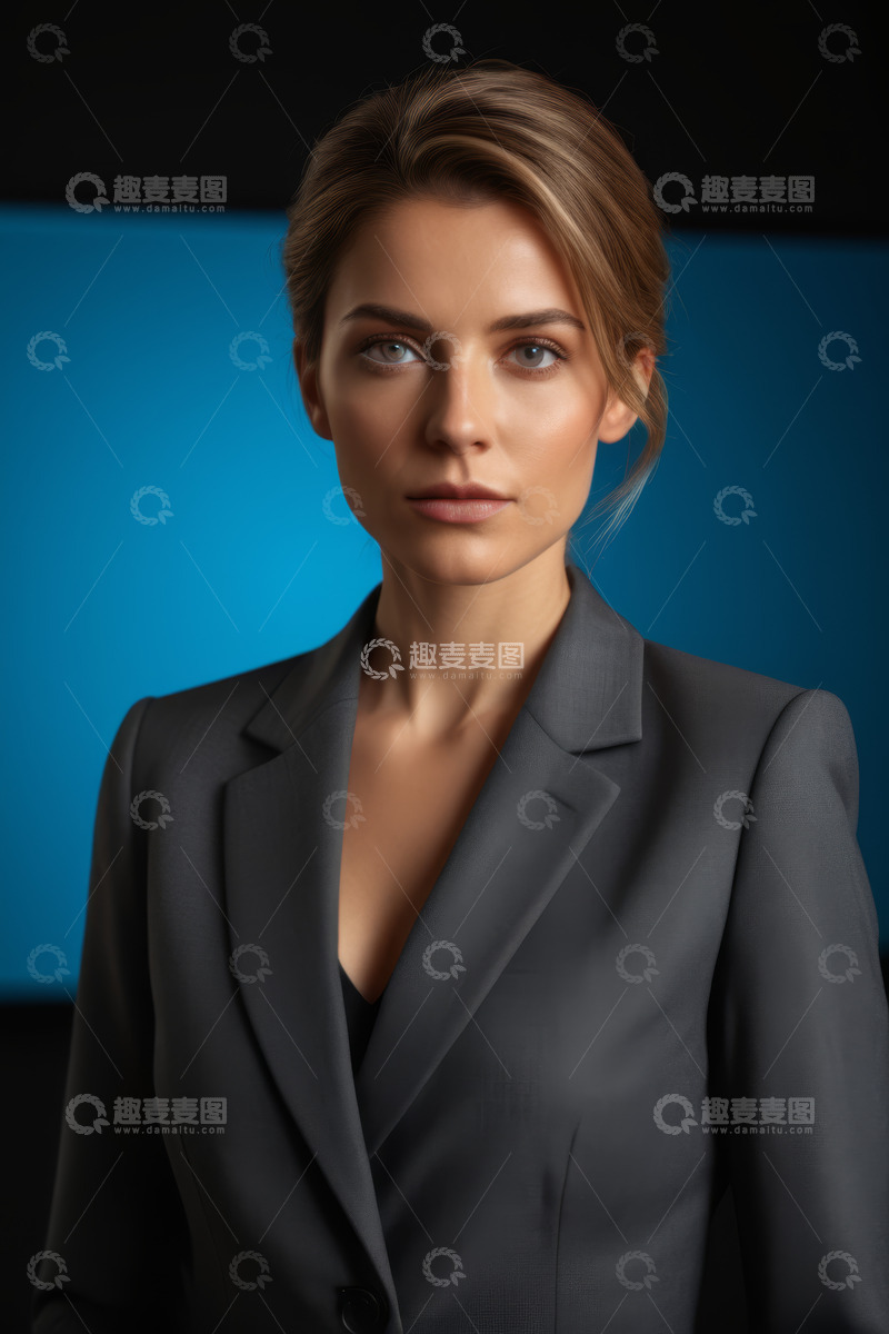 高清大图下载【趣麦麦图】身着西装的年轻女性肖像