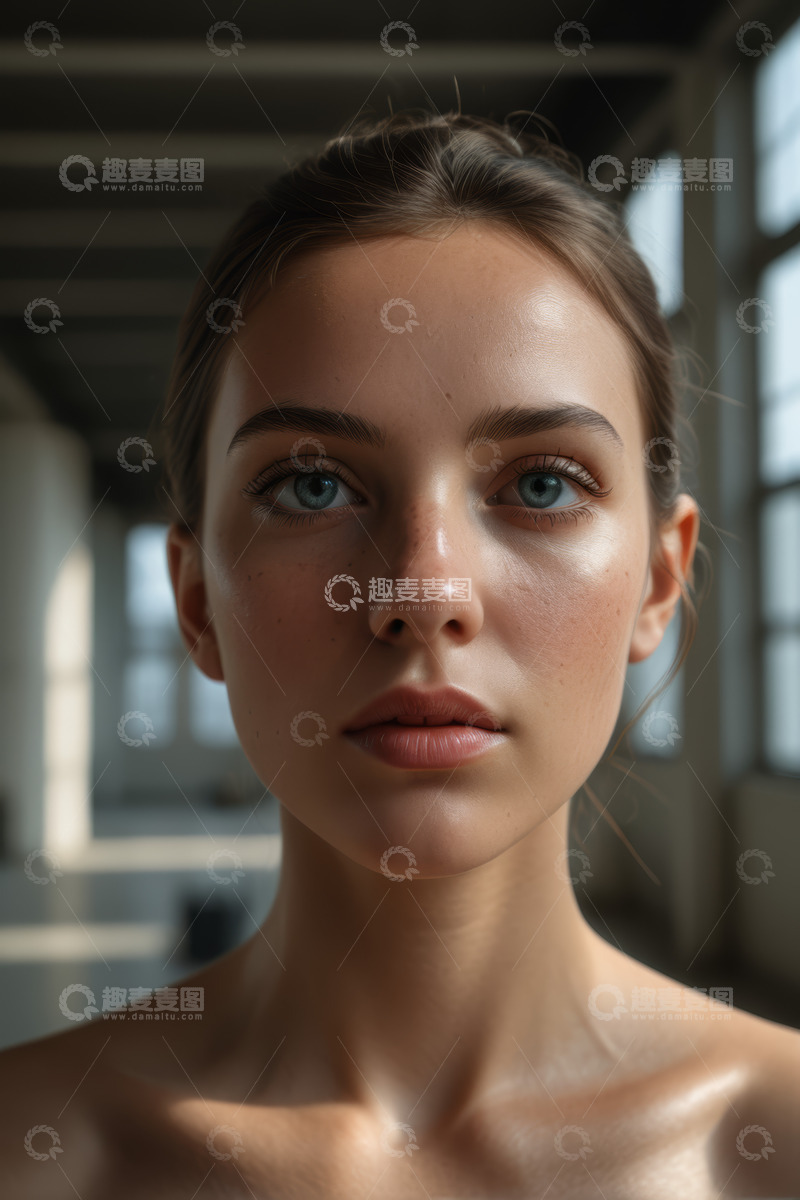 高清大图下载【趣麦麦图】室内女性面部特写肖像