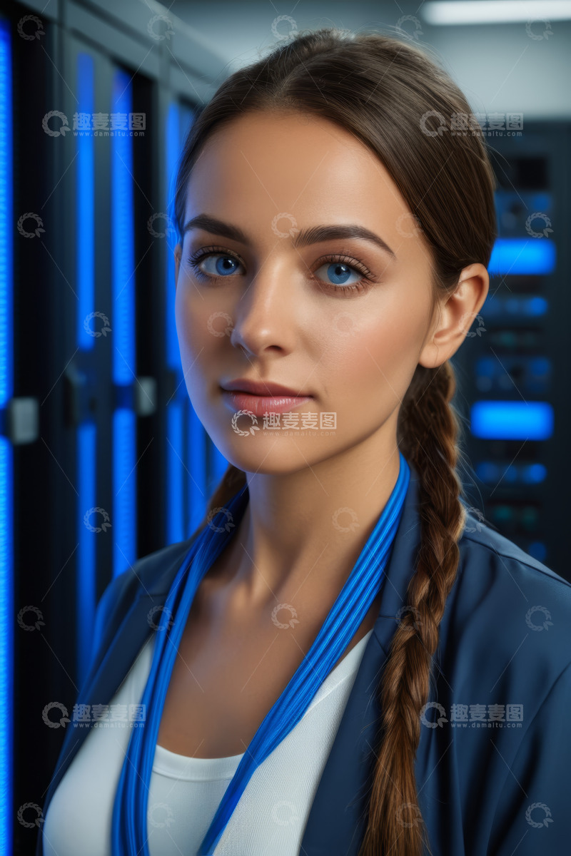 高清大图下载【趣麦麦图】数据中心女性工作人员肖像