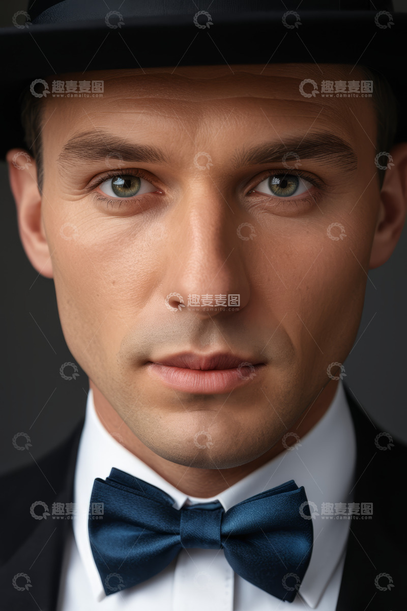 高清大图下载【趣麦麦图】戴礼帽穿西装男人肖像