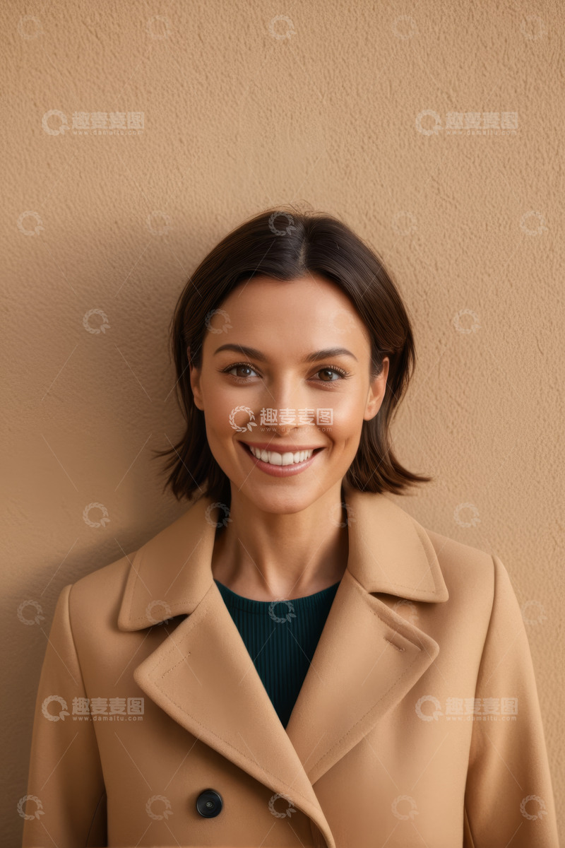 高清大图下载【趣麦麦图】微笑女子半身肖像室内照